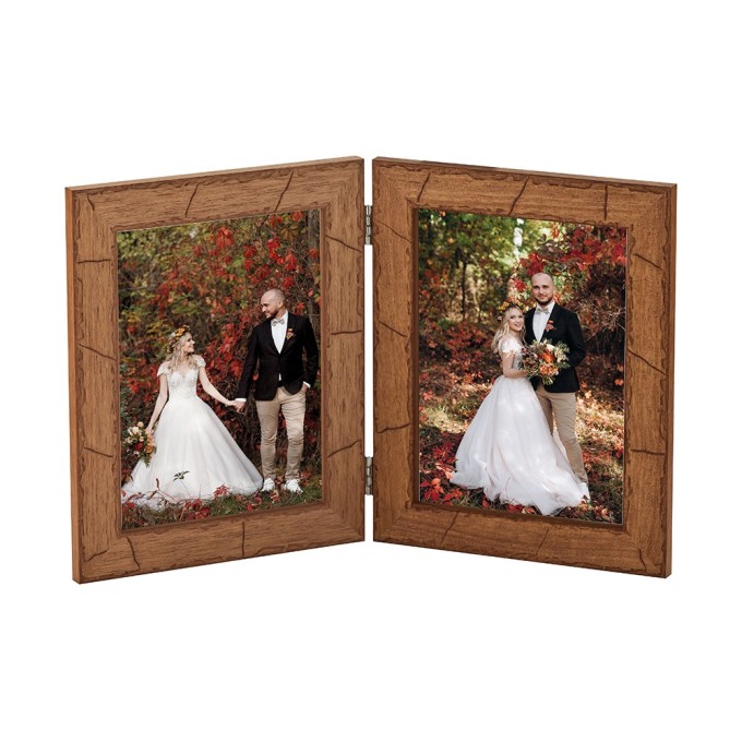 Double cadre en bois 5833/2 en couleur brun foncé