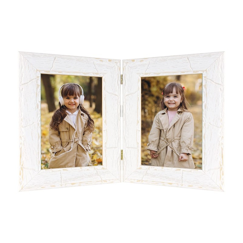 5960/2 double cadre en bois en couleur blanche