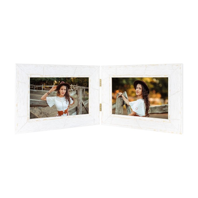 5960/4 double cadre en bois en couleur blanche pour photo horizontale